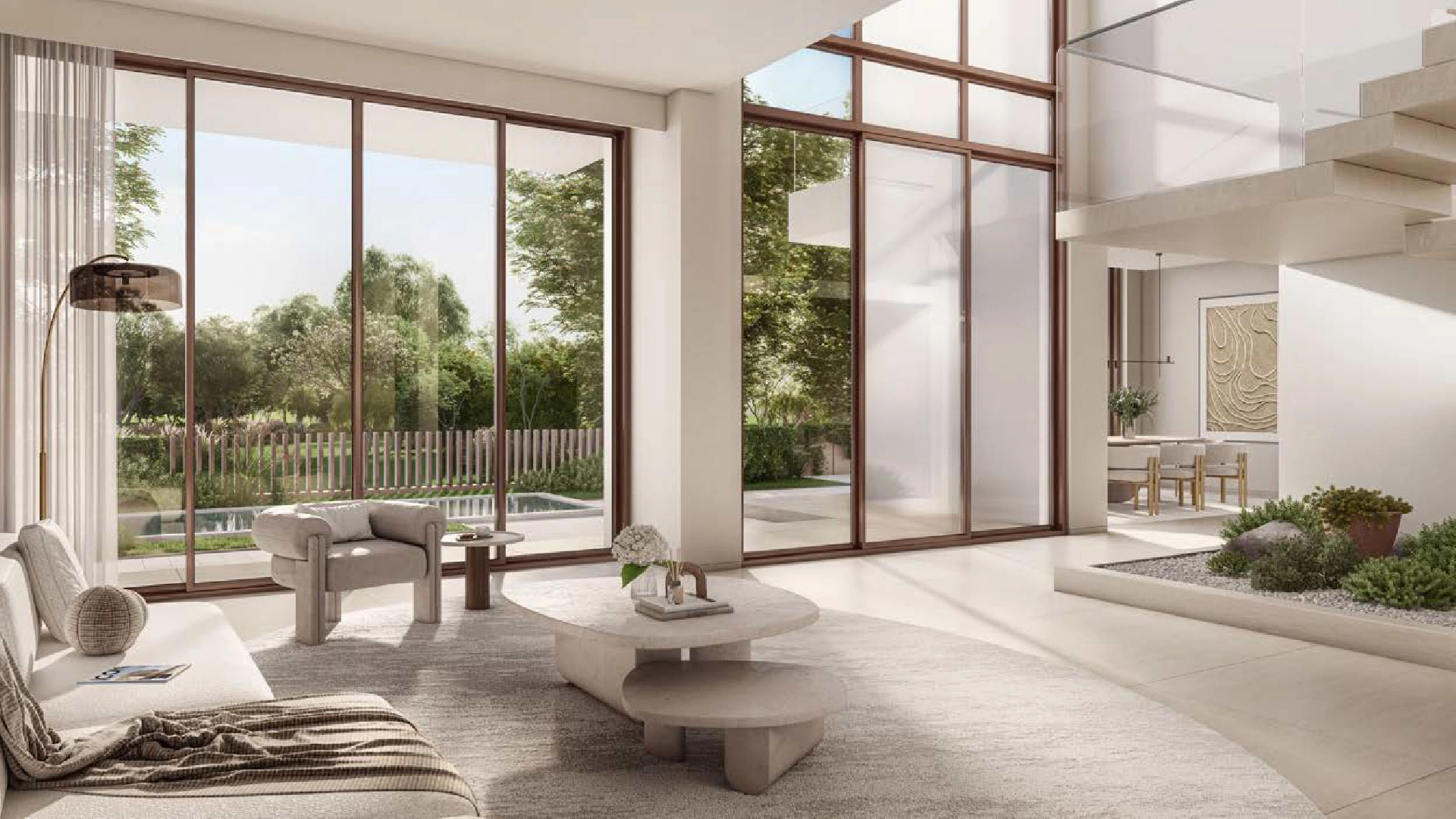 Tranquil ambiance with soft décor and open living zones